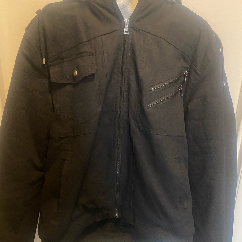 Men's Black Military Tactical Cargo Jacket (Hood Crew)